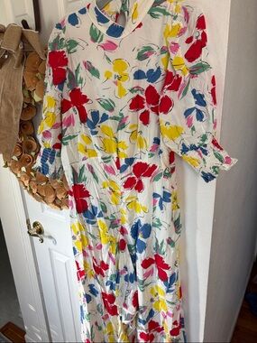 RIXO X Target Floral Mock Neck Cascade Ruffle Dress Boho Hippie